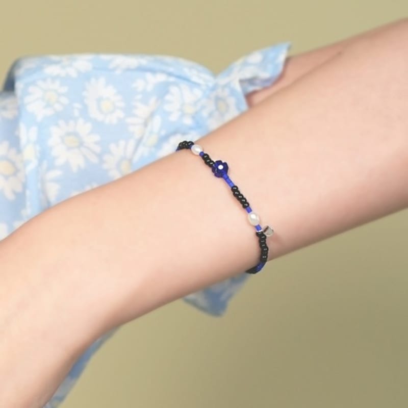 BONBEAU Water Pearl Flower Charm Beads Bracelet Freshwater Pearl Mini Smile Flower Charm Beads Bracelet