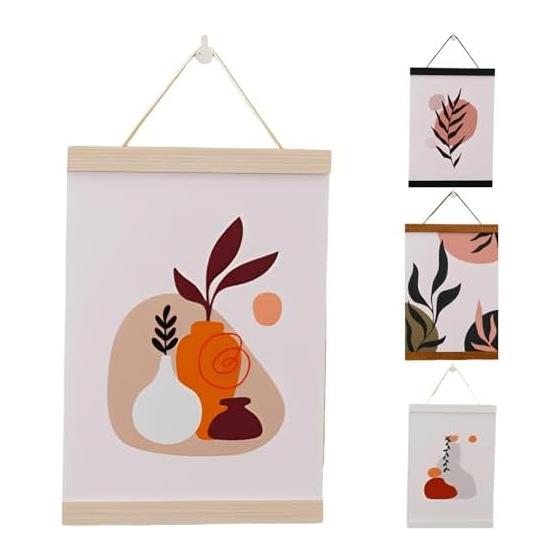 Fogman Tapestry Rod Frame Poster Hanger Wall Mount Oak 31cm Strong Magnet Natural Material for Western and Japanese Rooms, Posters, Hand Towels,