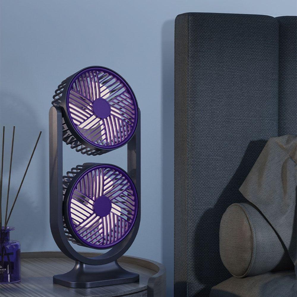 5 Gear Double Head Desk Fan USB Rechargeable Table Cooling Clip Fan Office Desktop