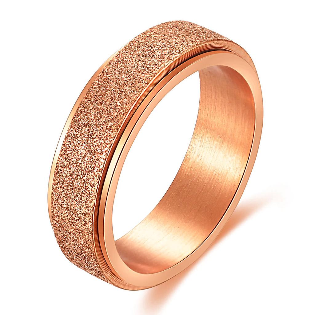 6MM Stainless Steel Matte Rotatable Moving Ring Multi-color Simple and Versatile Decompression Ring Men