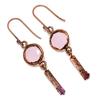 Pink Chalcedony Earrings Gemstone Jewelry, Copper Electroformed Handmade Earrings, Latest Design Jewelry