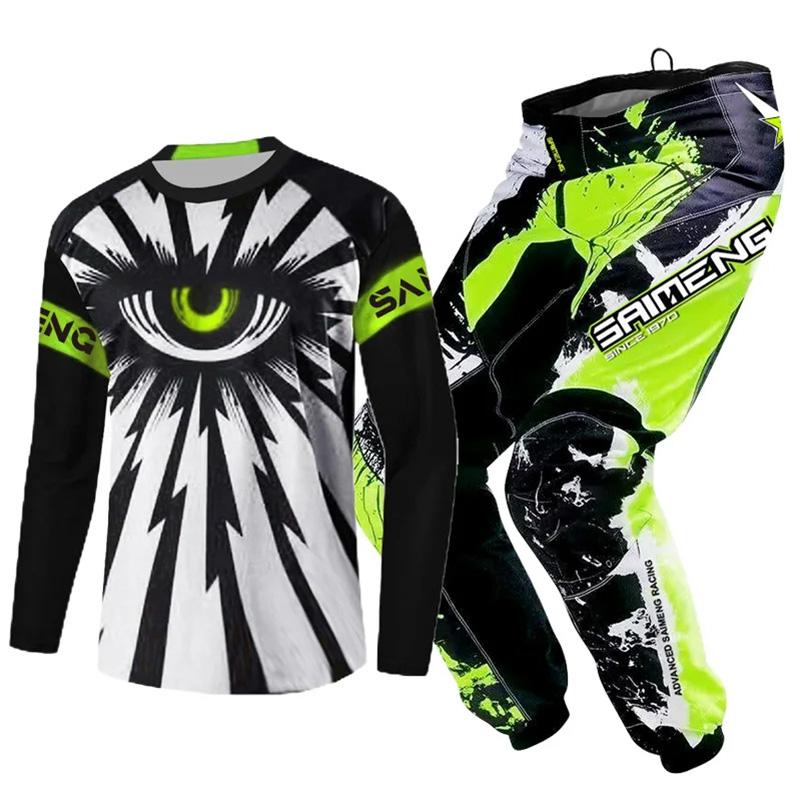motocross gear set for kids Youth Jersey Pant Kits child green Motorcycle black 3 4 5 6 7 8 9 10 year Off-road suit blue orange Enduro cross boy girl