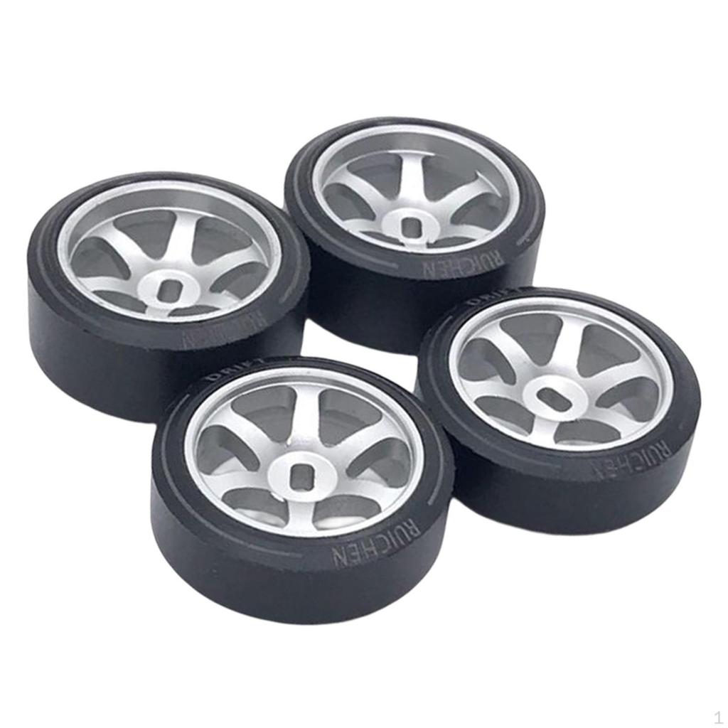 4 Pieces 1:28 Wheel Rim And Tires Rubber Tyre Set 929 P939