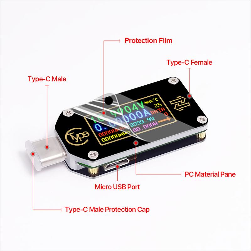 TC66/TC66C TC64 Type-C PD Trigger USB-C Voltmeter Ammeter Voltage 2 Way Current Meter Multimeter PD Charger Battery USB Tester