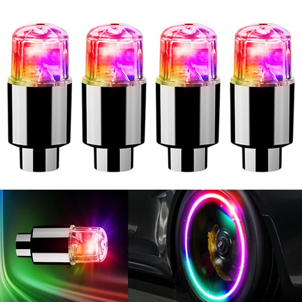 4 PZ Pneumatico Ruota LED Colore Valvola Aria Ugello Bicicletta Motocicletta Notte Vento Fuoco che Respira Lampeggiante Modifica Accessori Lampada Mozzo