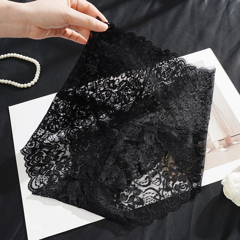 Damskie Koronkowe Majtki z Wysokim Stanem Seksowne Wycięcia Kontrolujące Brzuch Oddychający Bawełniany Krocze Bielizna