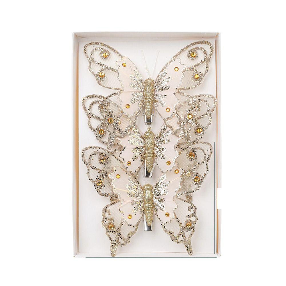 3pcs Simulation Artificial Butterfly Decoration  Hotel Office Decor