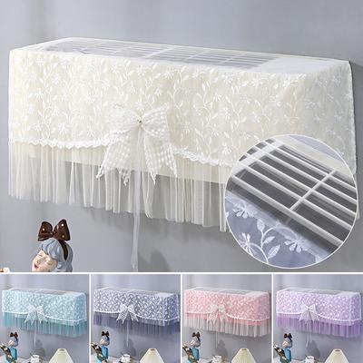 1PC Bow Air Conditioner Cover Dust-proof Lace Embroidery Flower Curtain Wall Mounted Air Conditioning Curtain Washable 94cm