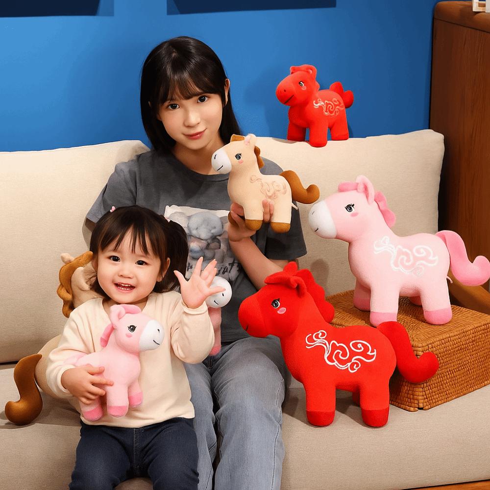 Letter Print Plush Horse Doll Soft Stuffed Horse Stuffed Animal Zodiac Horse Figurine  Car Decor