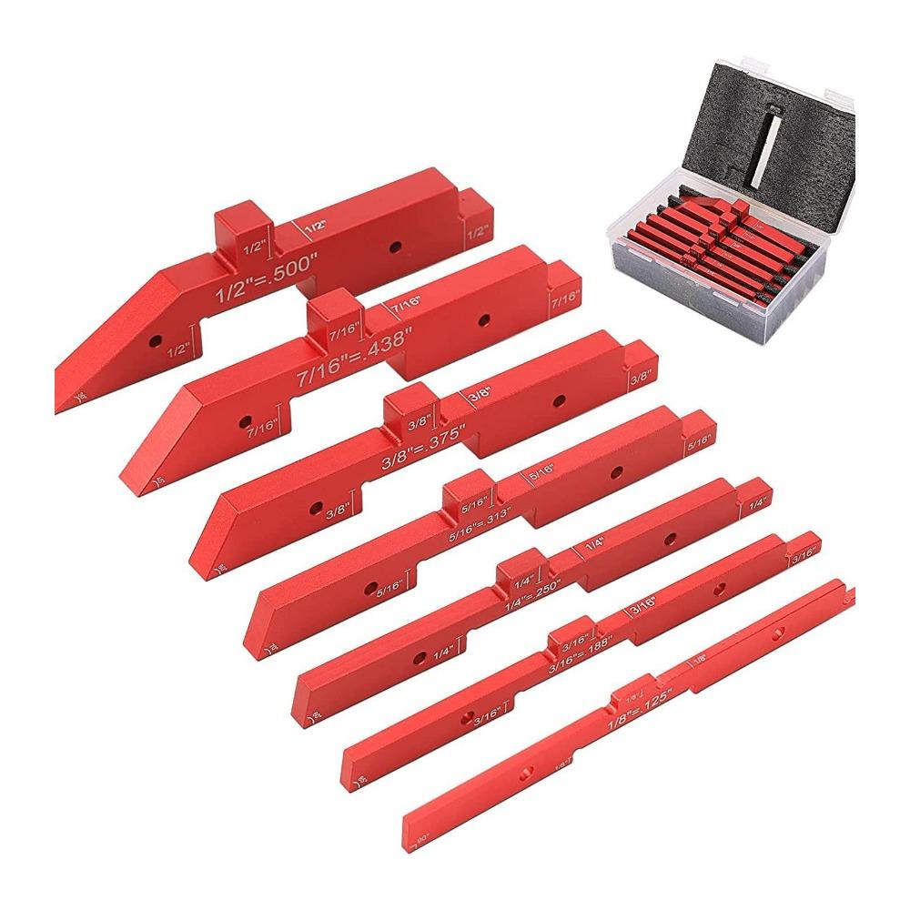 7pcs Different Thickness Setup Blocks Height Gauge Set Red Adjustable Height Gauge  Table Saw