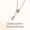 Fashionable Double Heart Pendant Necklace OT Buckle Sweater Chain Adjustable Length Neckchain Accessory for Daily Wear