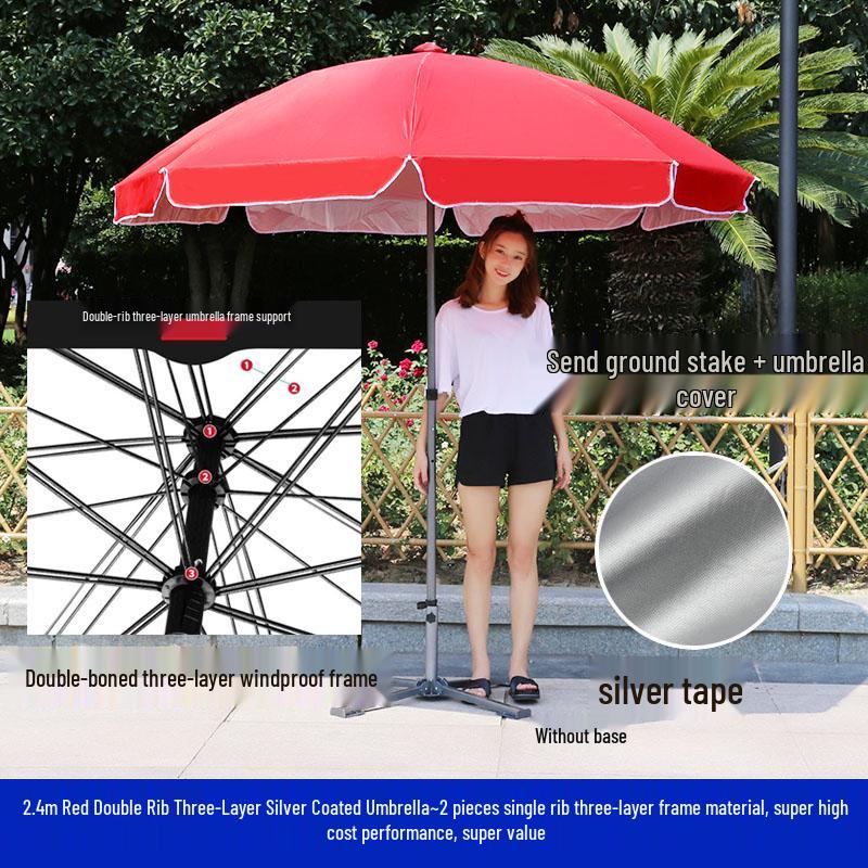 Custom Logo Double Bone Outdoor Sunshade Umbrella with Fast Shipping