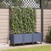 Planters with Trellis and Wheels 3 Pieces Gray PP
