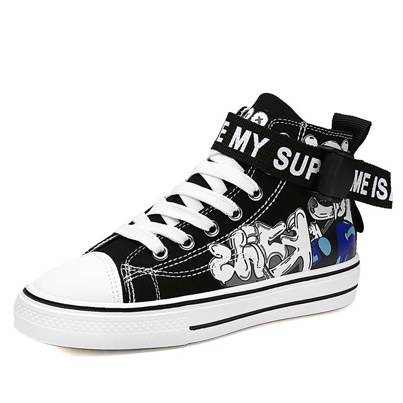 Dětské plátěné boty s vysokým svrškem, trendy dětské protiskluzové boty na skateboarding, chlapecké dívčí venkovní pohodlné sportovní tenisky