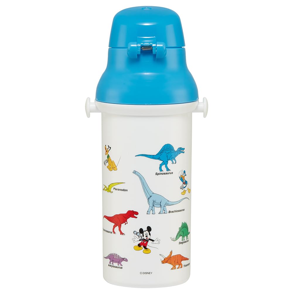 Skater Children's Water Bottle, 480ml, Made of Child-Friendly Plastic, Lightweight, Disney Mickey Mouse & Friends Dinosaur Design, Made in Japan