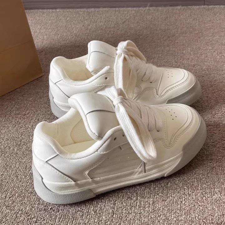 

Модные женские белые кроссовки на платформе Осень Новые на шнуровке Удобная уличная обувь для бега Модные увеличивающие рост Нескользящие повседневные туфли 35