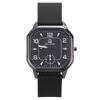 Trendy Retro Men's Leather Strap Quartz Watch - Square Case Fashion Student Wristwatch