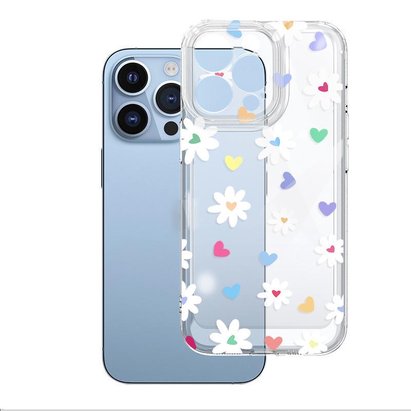 Popular Simple Small Daisy Transparent Mobile Phone Case Supports OEM Apple 17 Low-cost Supply Protective Case