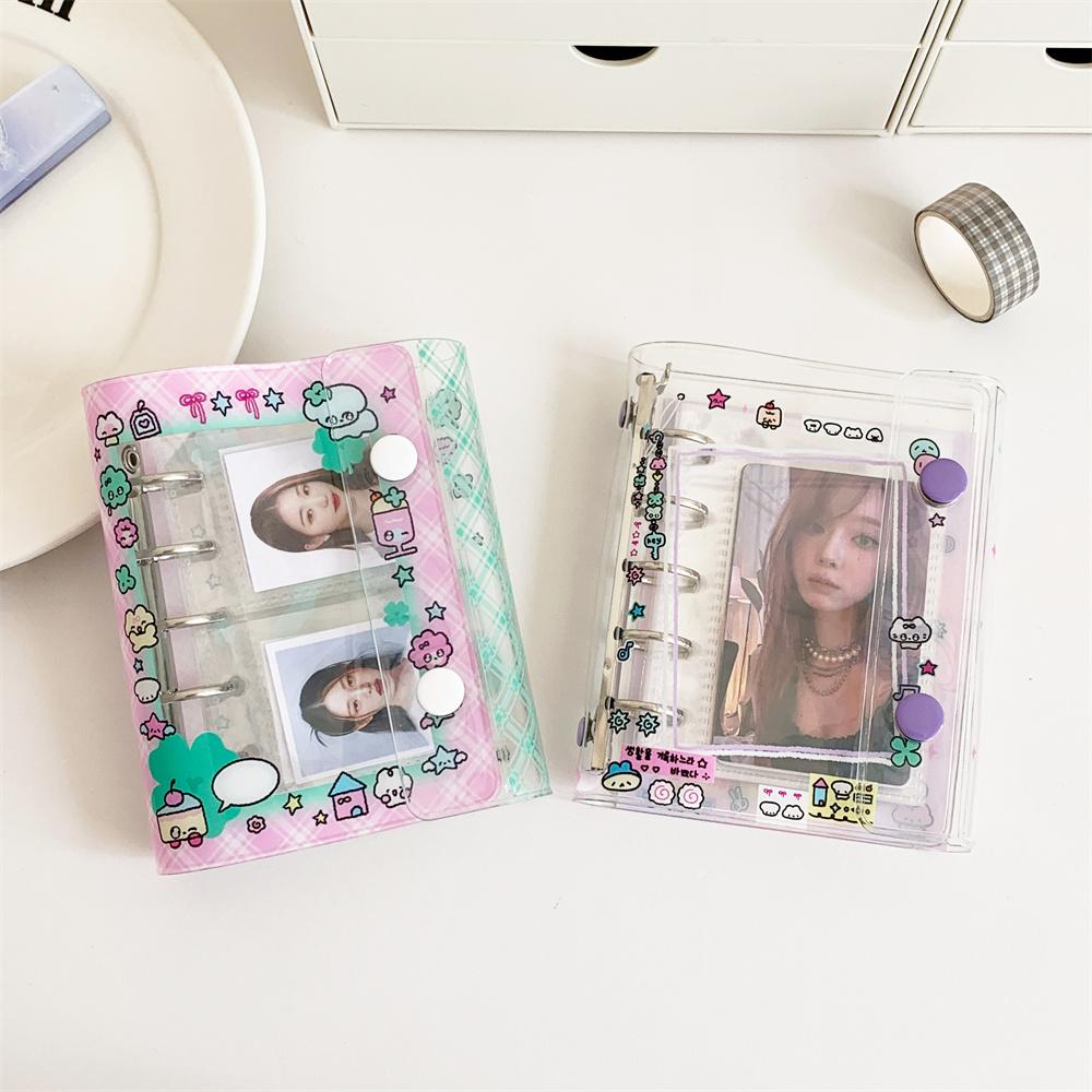 Kawaii Print Mini Binder Notebook M5 Size Pocket Notepads Diy Po Album Postcards Collect