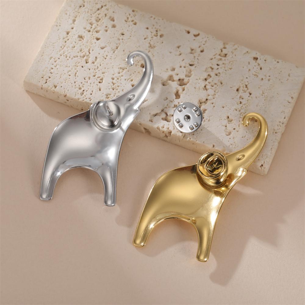 My Shape Elephant Brooch Stainless Steel Animal Brooch Nameplate Brooch Pins for Women Men's Suit Jewelry Elephant Lovers Gifts