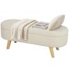 2-in-1 Fabric Storage Bench with Wooden Legs, 110x40x43 cm, Cream