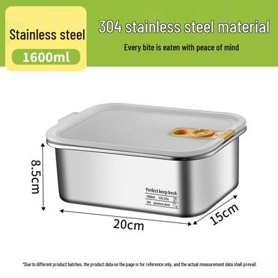 304 Stainless Steel Rectangular Food Storage Container with Lid