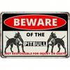 Affiche Métallique Art Mural Panneau d'Avertissement Pitbull de Service Décoration Protectrice pour Jardin