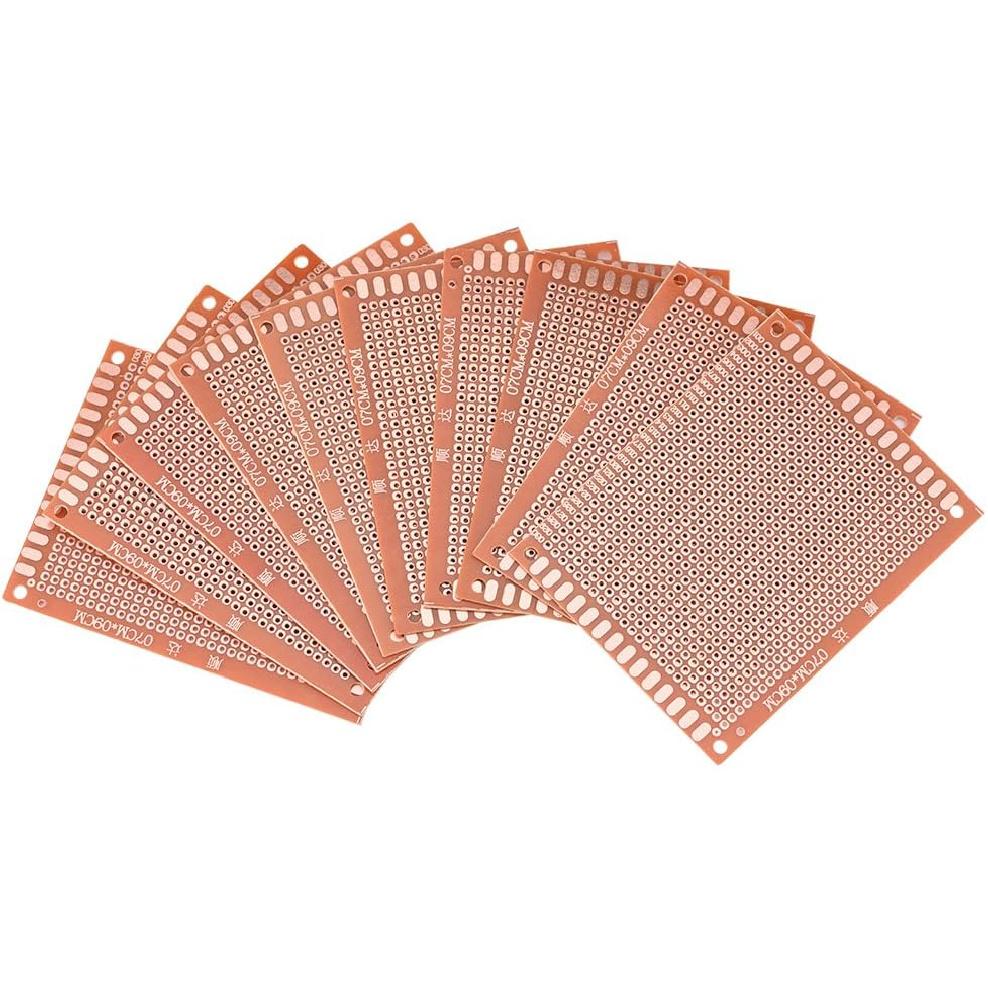 10pcs PCB Board Prototype Kit, PCB Prototype Single Sided DIY Universal Circuit Board 7x9cm Hole Diameter 1.2mm