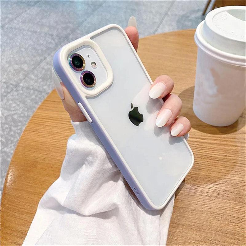 

Роскошный прозрачный чехол с квадратной рамкой карамельного цвета для iPhone 15 14 13 12 11 Pro Max, противоударный бампер, прозрачная задняя крышка, аксессуары для телефона iPhone 13 фиолетовый