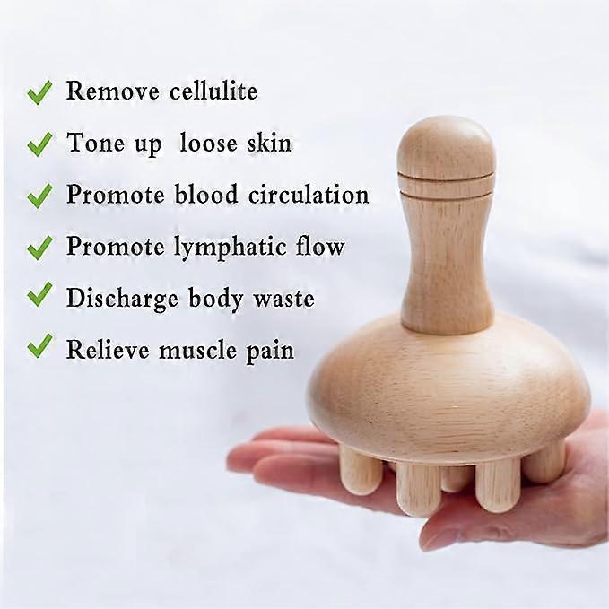 Wooden physiotherapy mushroom massage tool, wooden mushroom massager, cellulite lymphatic detoxification physiotherapy massage cup body shaping tool