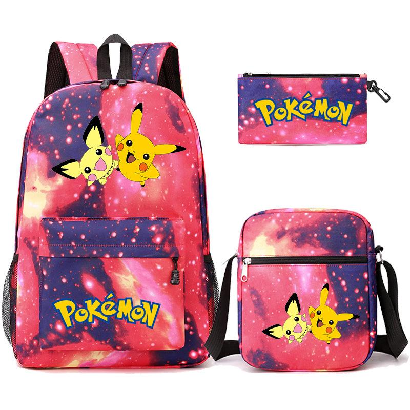 Backpack Teen Student School Bag Three-piece Pencil Case Crossbody Bag