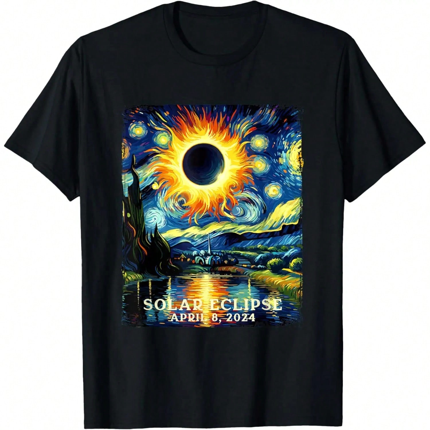View Totality April 8 2024 Graphic Art Print Solar Eclipse T-Shirt S