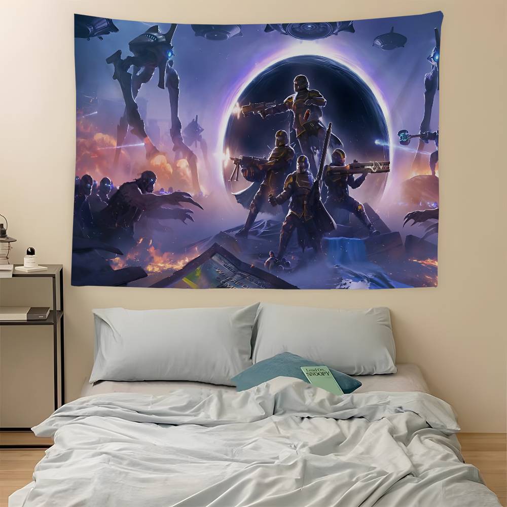 Video Game HHelldivers Anime Tapestry Hanging Tarot Hippie Wall Rugs Dorm Wall Hanging Sheets