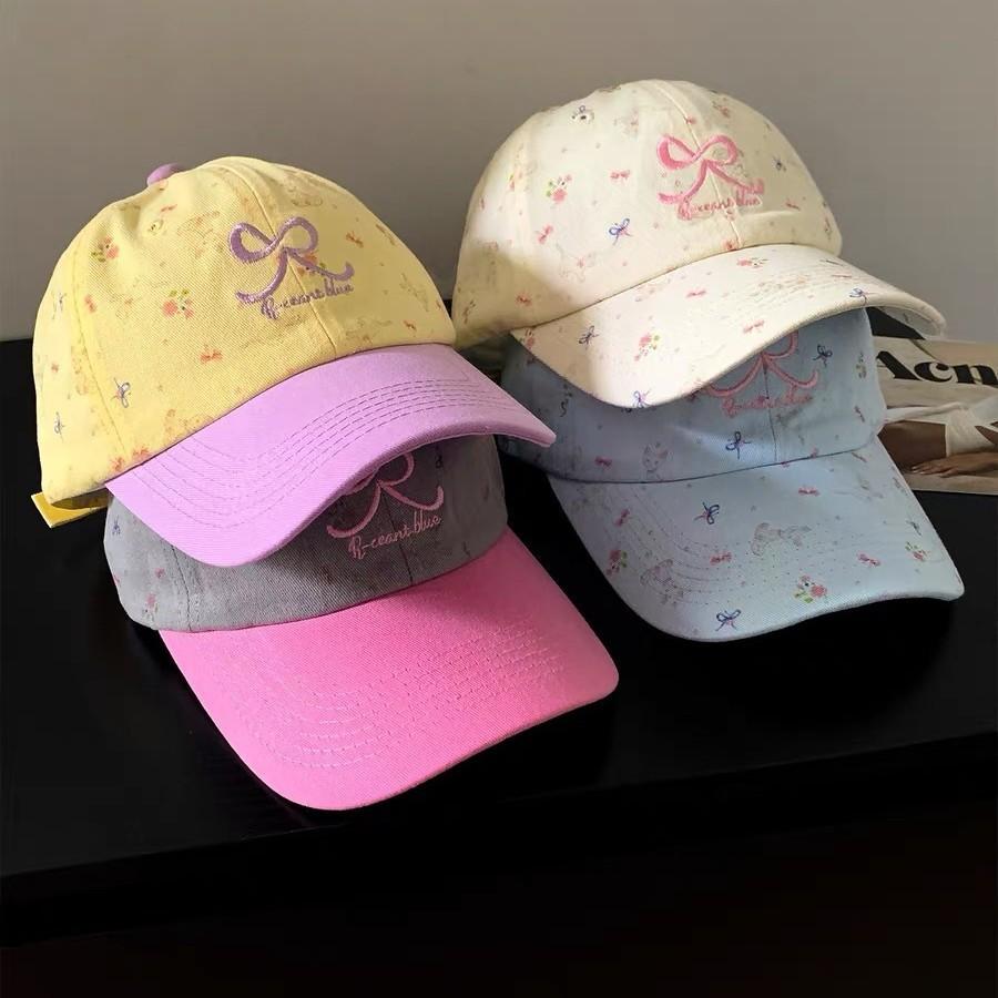 Embroidered Butterfly Bow Baseball Cap With Breathable Cotton Material For Casual Wear