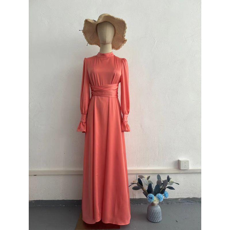 

Мода Ветер Новое поступление Длинные рукава Пояс на талии Платье с рукавами-буфами Платье с завязкой на талии Рукава-пузыри CORAL M