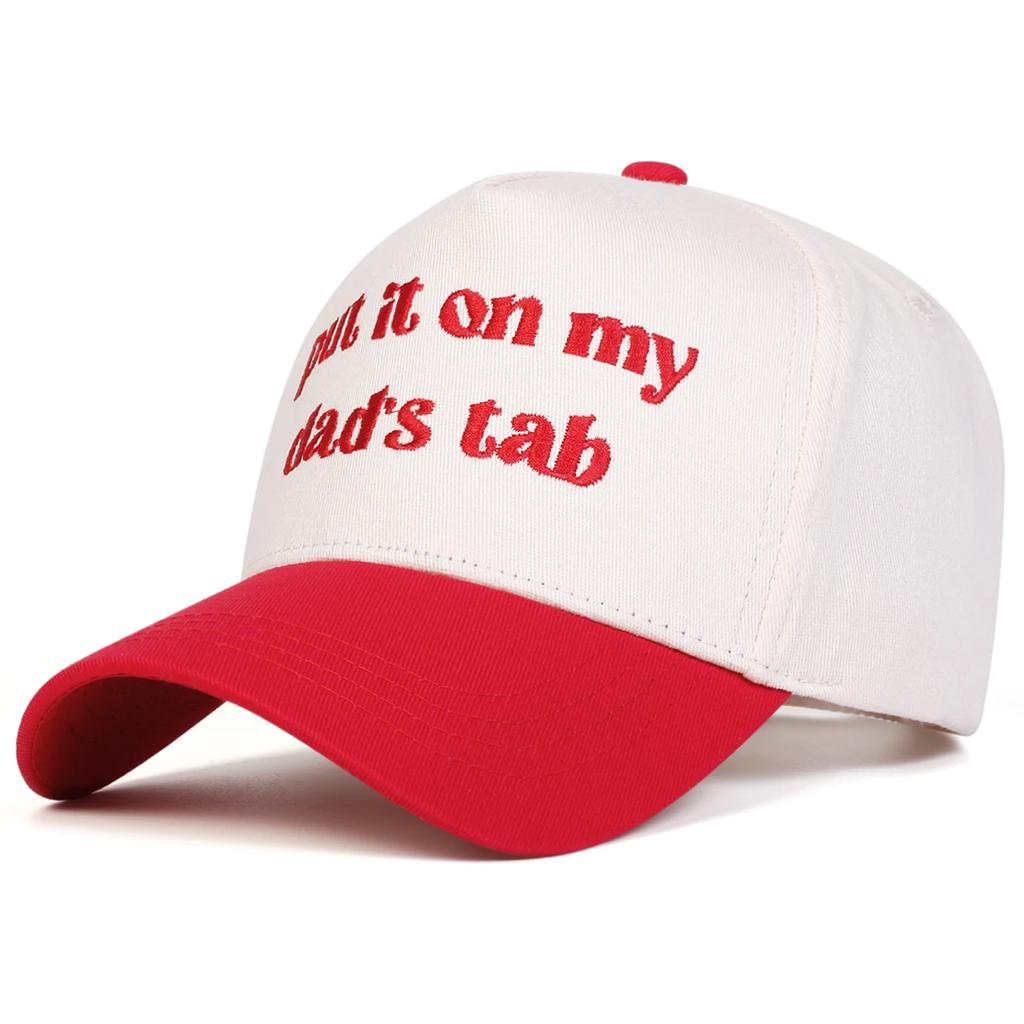 Unisex Put It On My Dad's Tab Letter Embroidery Baseball Caps Outdoor Adjustable Spring and Autumn Casual Sunscreen Hat