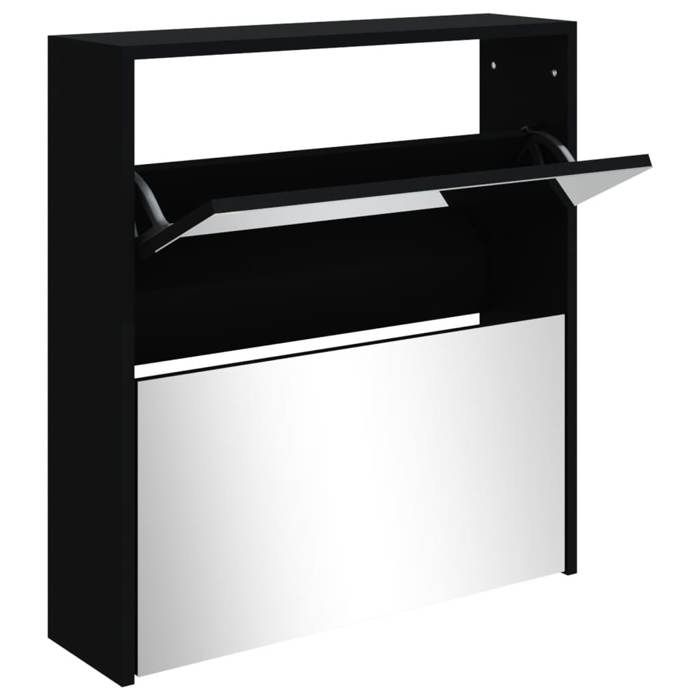 VidaXL Shoe Cabinet with Mirror 2-Tier Black 63x17x67 Cm 342629