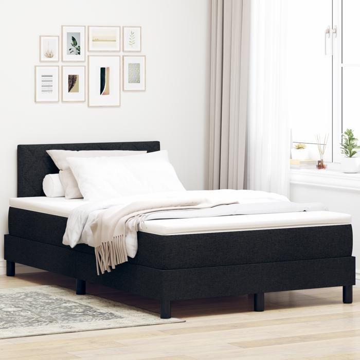 VidaXL Lit à ressorts avec matelas Noir 120x200 cm Tissu 3338757
