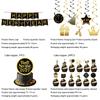 New Year 2027 Black & Gold Themed Party Tableware Set: Plates, Cups, Napkins, Tablecloth & Banners