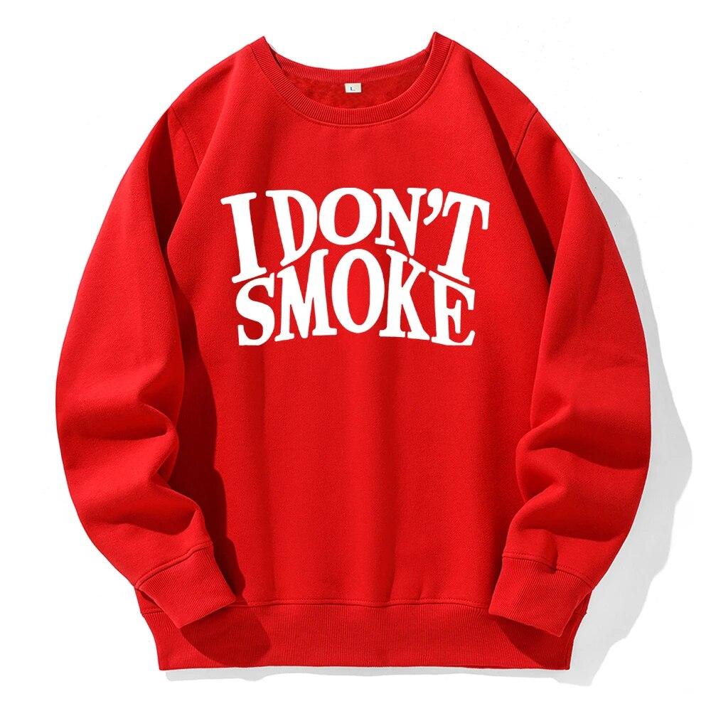 I Don't Smoke Potisk Mikina Unisex Fleece s kapucí Pohodlné Teplé Mikina Street Sport Móda Basic All Match Daily Mikiny