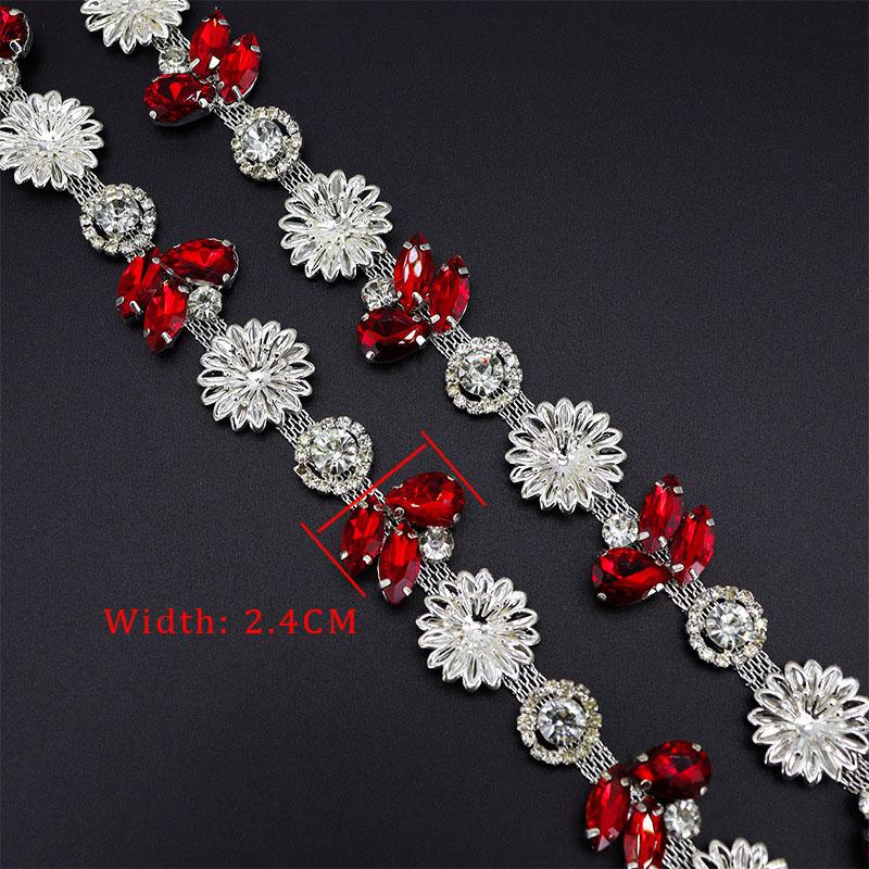 5Yards Rhinestone Chain Trim Shining Crystal Diamond Accessories DIY Craft Gift Flower Shape Decoration Diamond Metal Chains