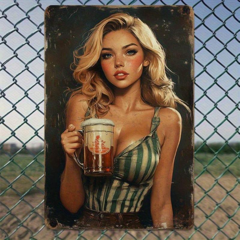 Pin-Up Girl Blechschilder, Garage Werkstatt Metalldekor 20x30cm