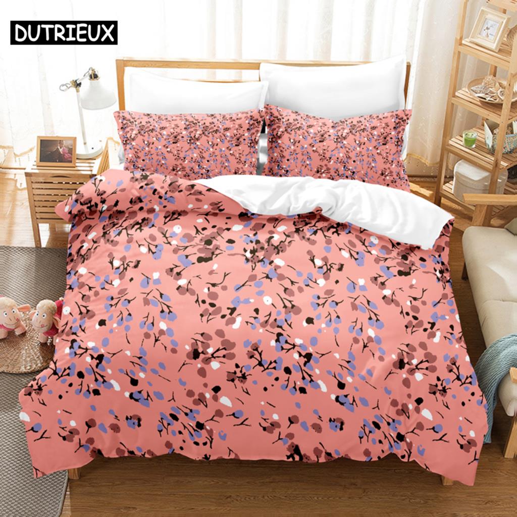 Floral Duvet Cover Sets Double Bed Scenic Quilt Cover Single Bed Queen Bedding Set With Pillowcase 220X240Cm 3Pcs 2Pcs Polyester