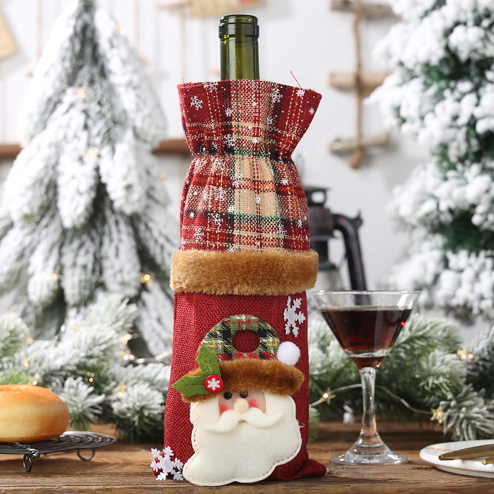 

Christmas Festive 2023 Wine Bottle Bags With Stylish Checkered Burlap Design Checkered Wine Bag Old