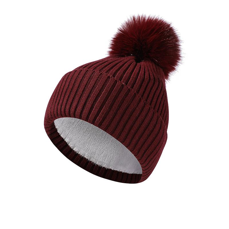 Herbst Winter Wollmütze Warme Wollkugel Strickmütze