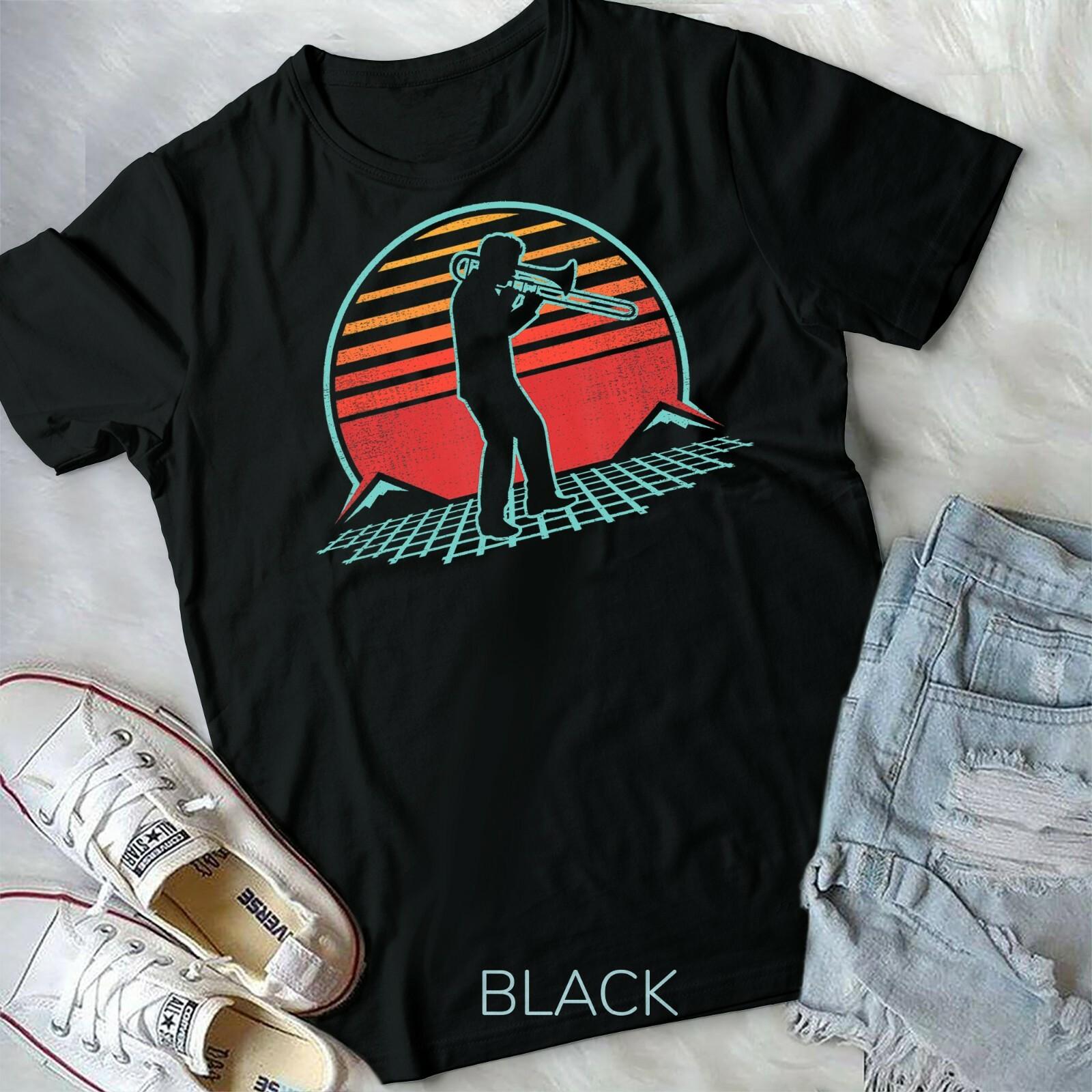 Trombone Player Retro Vintage 80s Trombonist Musician Gift Unisex T-shirt XXXXL
