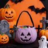 Embroidered Candy Holder Halloween Pumpkin Bag for Kids, Trick or Treat Tote Large with Handle, Reusable Snack Bucket Party Favors Festive Decoration
