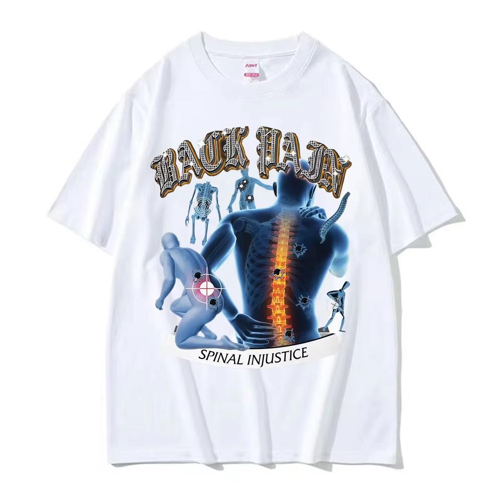 2026 New Funny BACK PAIN Spinal Injustice Meme Tshirt Unisex Women Vintage Humor Tshirt Casual Cotton T Shirts Streetwear Summer