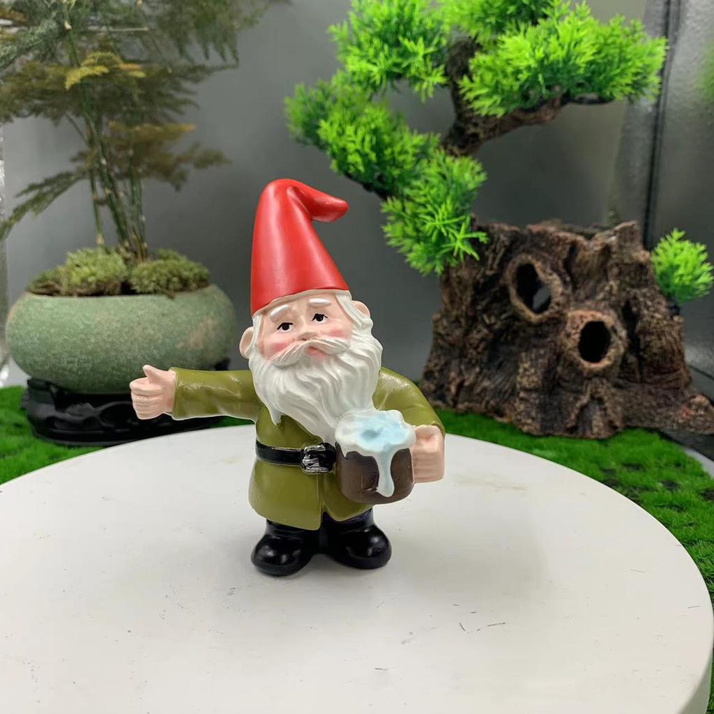 Time Lazy Couch Potato Gnomes Eating Chips And Drinking Beer Garden Statue