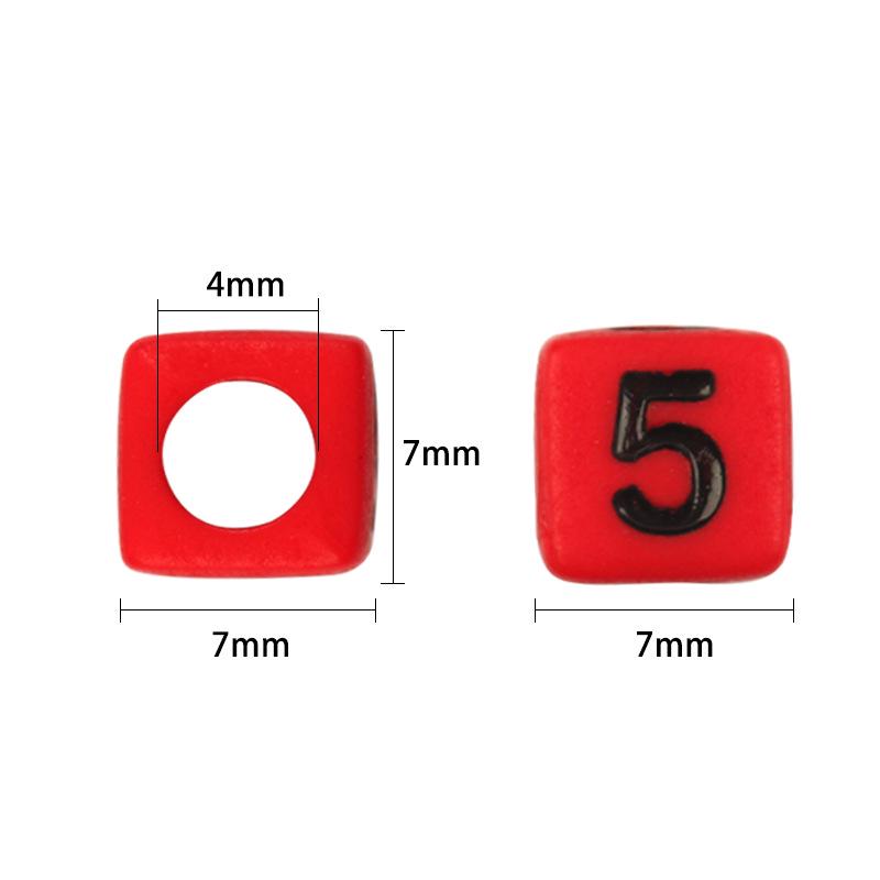 100-Stück-Packung: Gemischte Farbe Zahl Acrylperlen, Quadratisch & Flachrund für DIY Armbänder